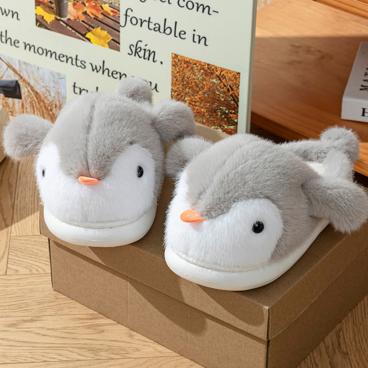 The Penguin Slippers up close